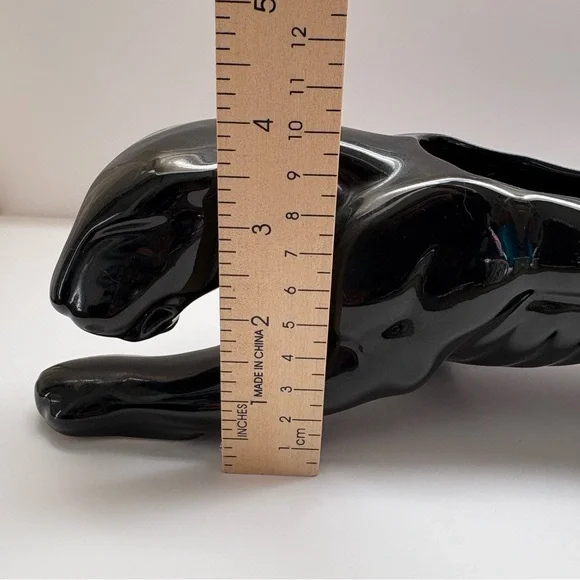 Vintage MCM Crouching Black Panther Planter Vase Statue 15.5” 1960s Kitschy - Picture 7 of 7
